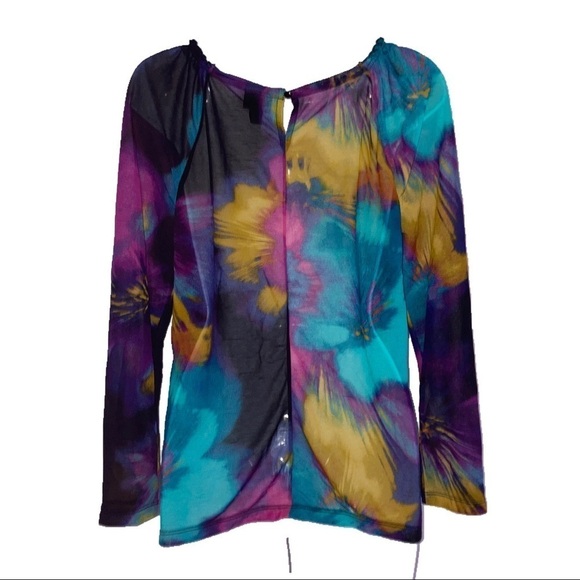Worthington Sheer Multicolored Top M - Picture 5 of 5